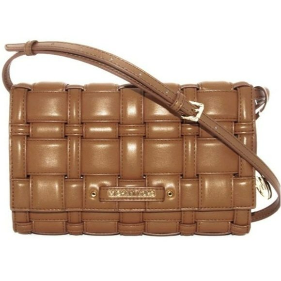 Michael Kors Ivy Large Woven Crossbody Bag - Luggage Brown - Picture 5 of 8